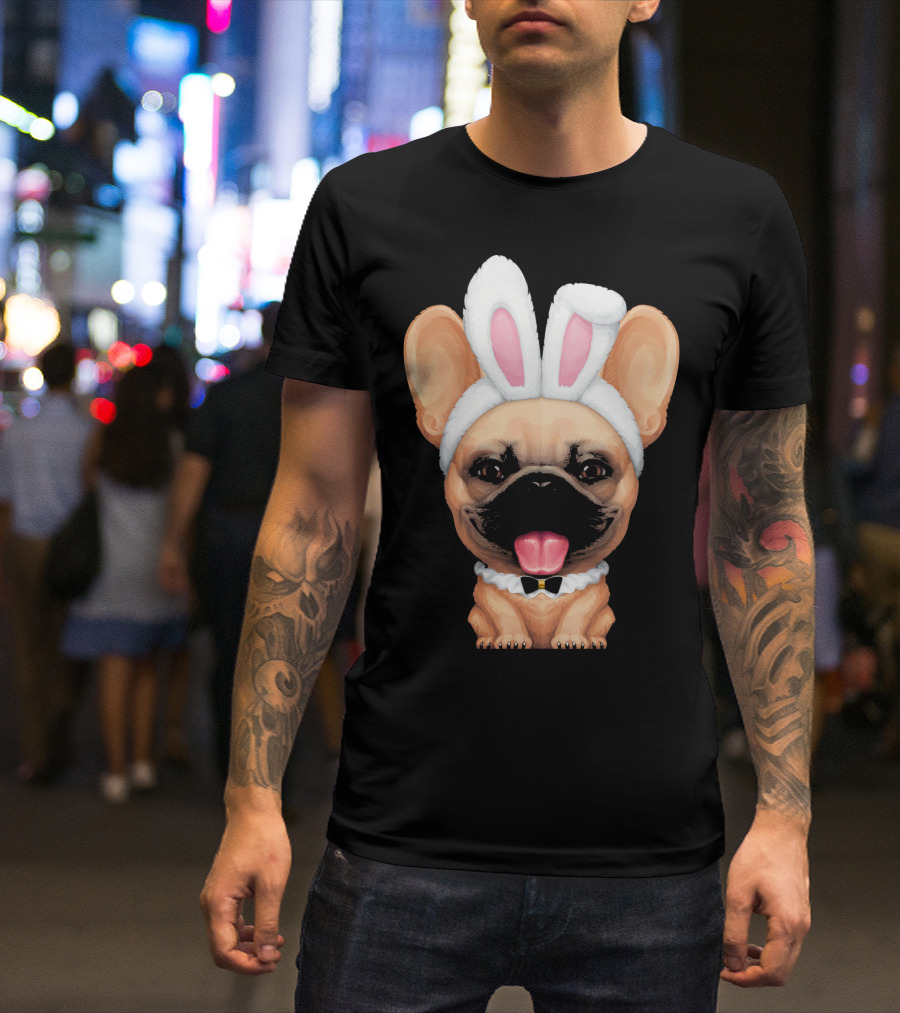 Fawn Frenchie Wearing Easter Bunny Ears T-Shirt