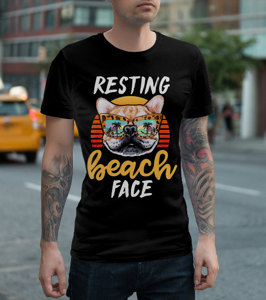 Resting Beach Face French Bulldog Summer Sunset Vibes T-Shirt