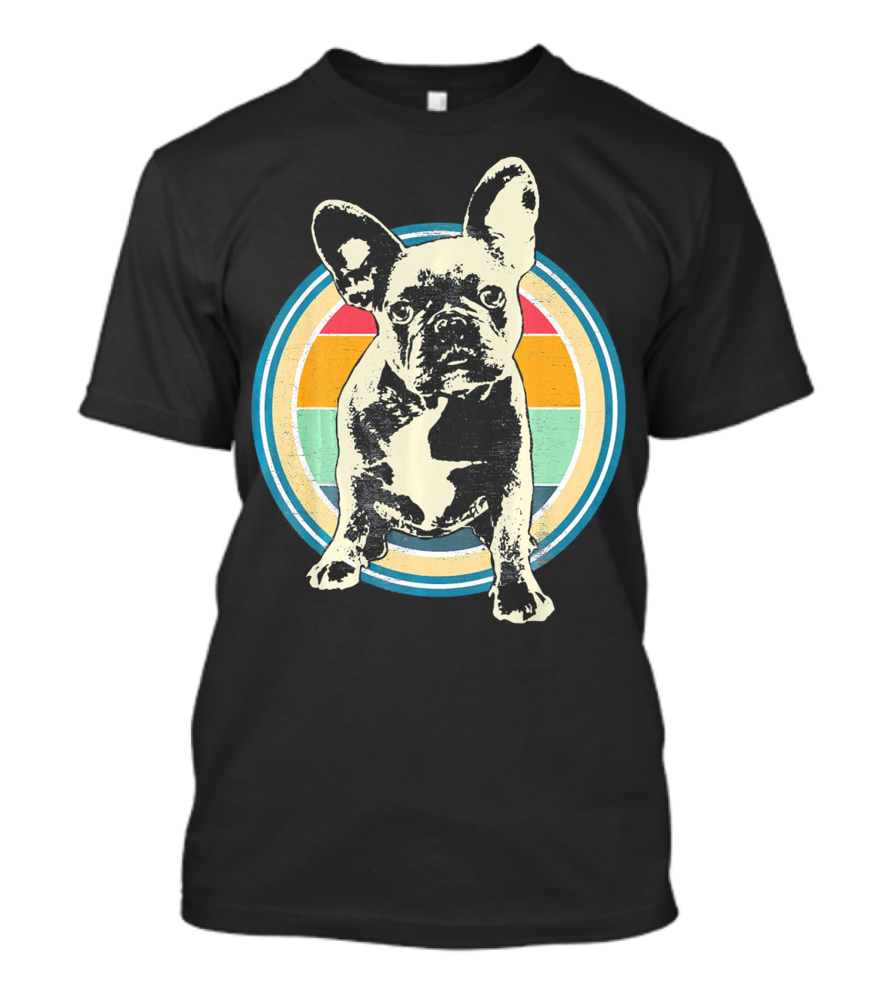 French Bulldog Retro Vintage Striped Circle T-Shirt