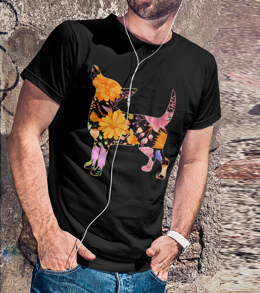 Floral Flower Vintage Retro Teacup Chihuahua T-Shirt