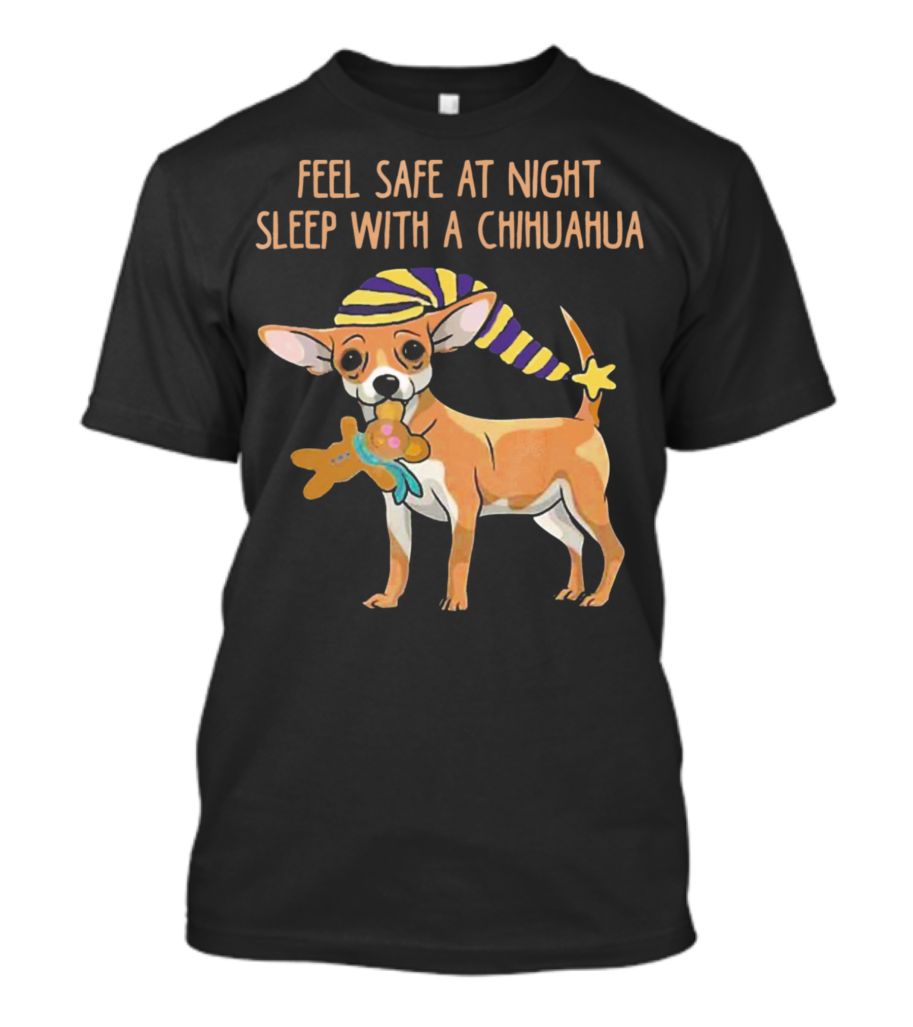 Feel Safe At Night Sleep With A Chihuahua Pajama Hat And Toy T-Shirt