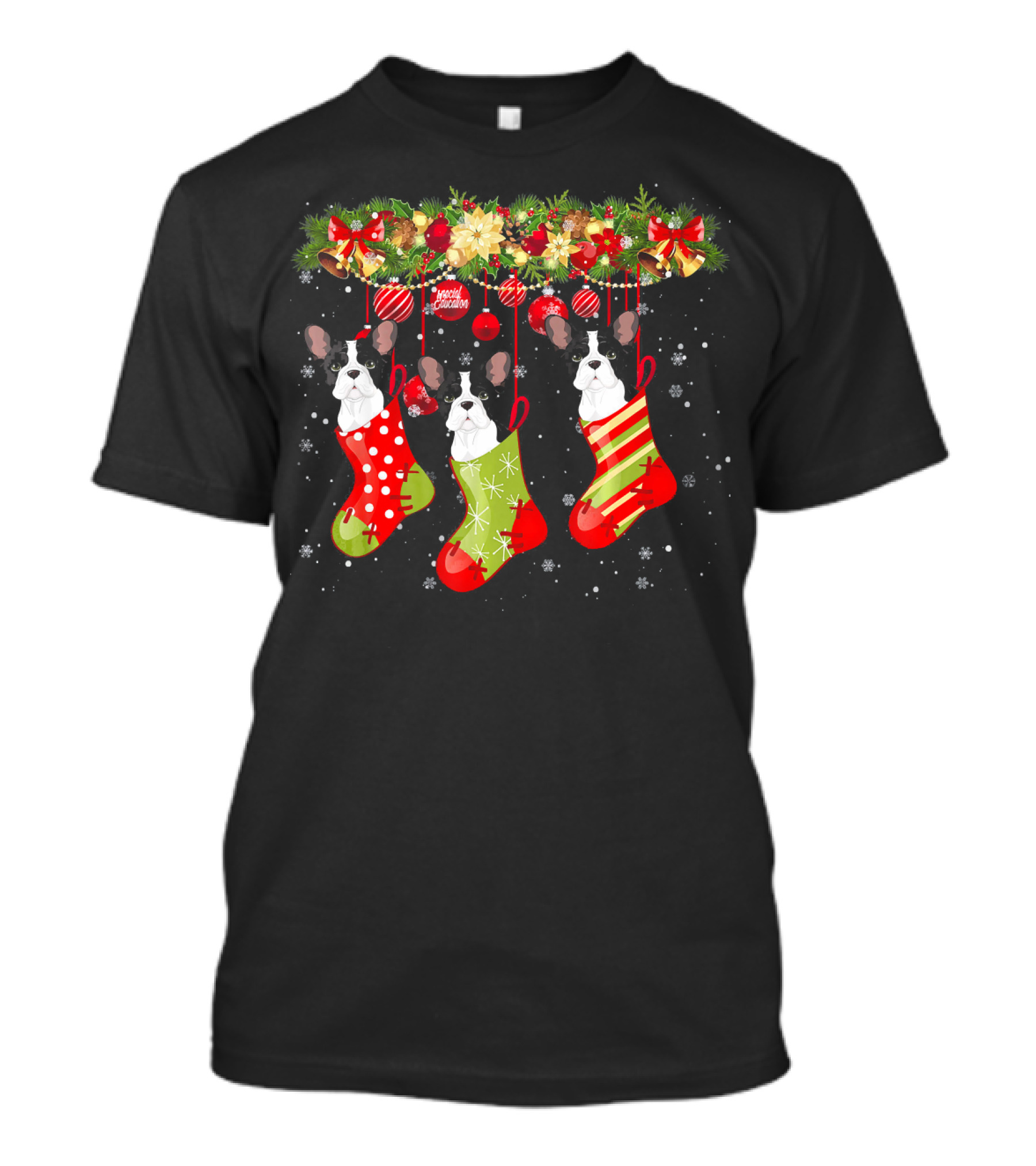Funny French Bulldog Christmas Socks Feliz Navidad T-Shirt