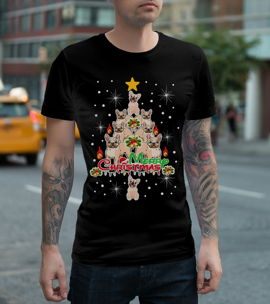Merry Christmas French Bulldog Tree Xmas Lover Holiday T-Shirt