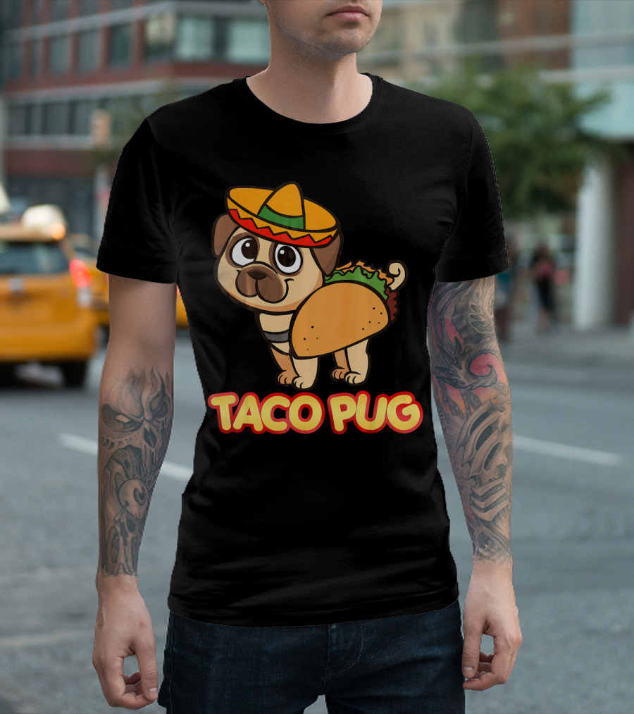 Taco Pug Sombrero Costume Funny Mex Dog T-Shirt