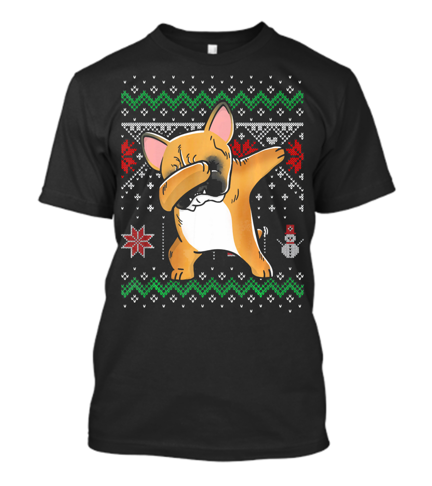 Fawn French Bulldog Dabbing Ugly Christmas T-Shirt