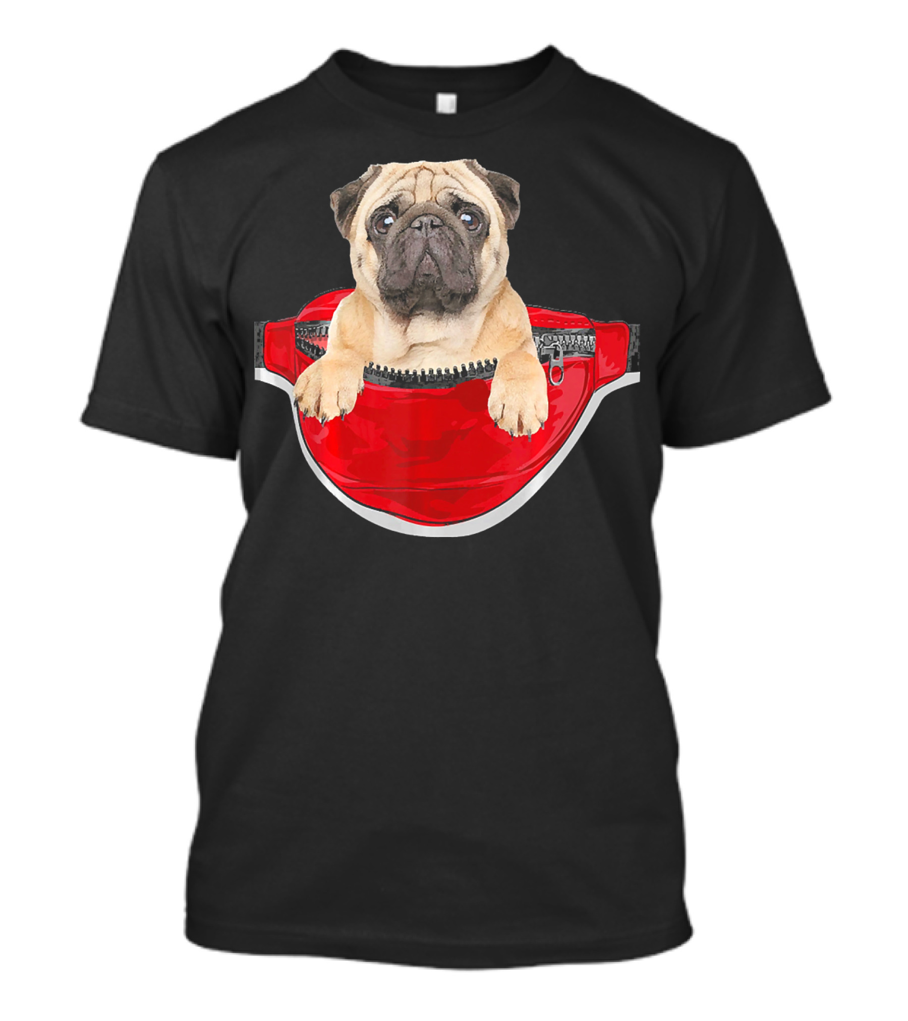 Funny Pug Waist Pack Dog Lover Pocket T-Shirt