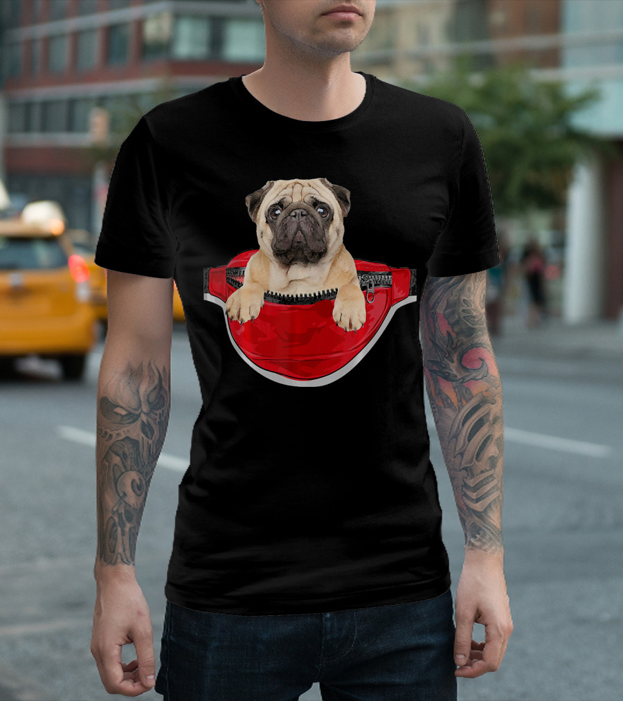 Funny Pug Waist Pack Dog Lover Pocket T-Shirt