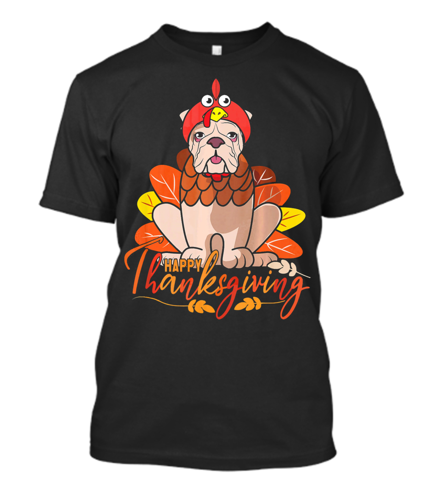 Happy Thanksgiving Funny Dog Costume English Bulldog T-Shirt