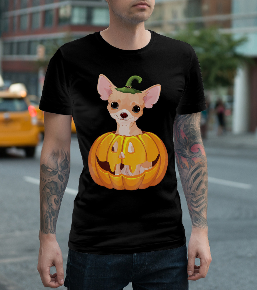 Funny Chihuahua Halloween Pumpkin Costume Chihua T-Shirt