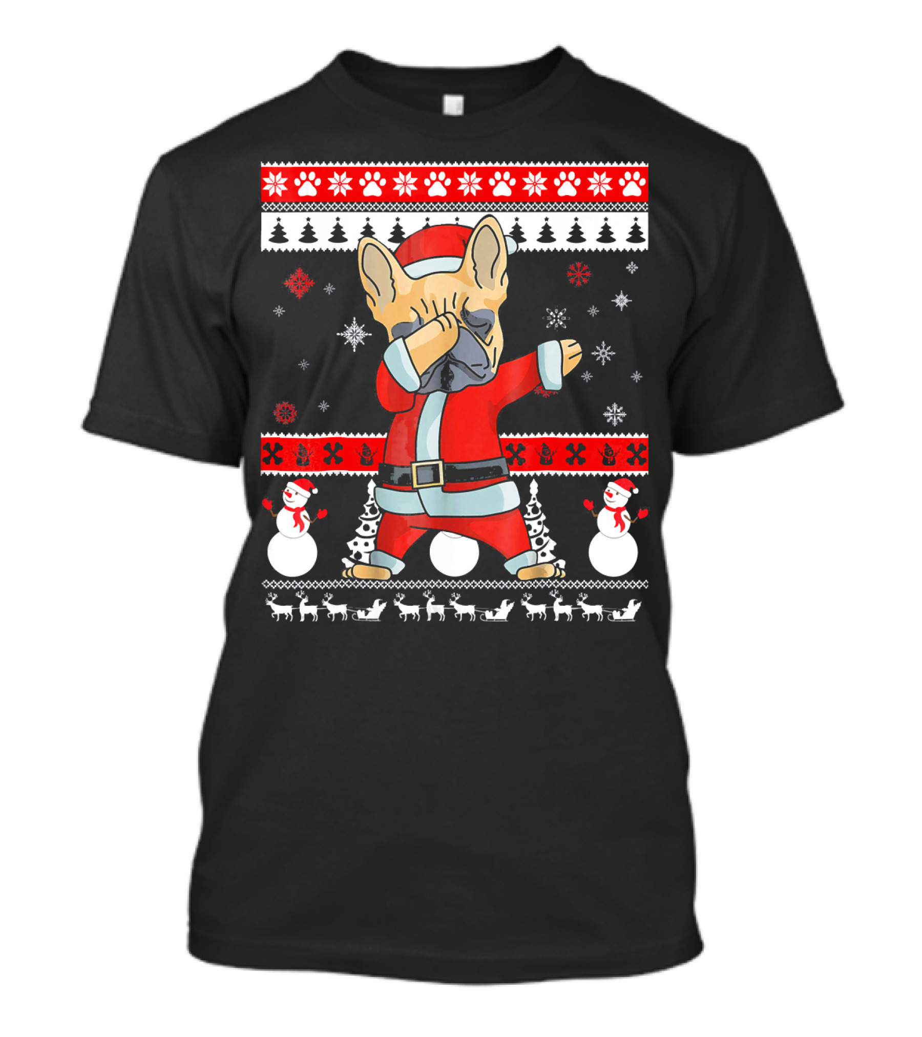 French Bulldog Dabbing Santa Christmas Ugly T-Shirt
