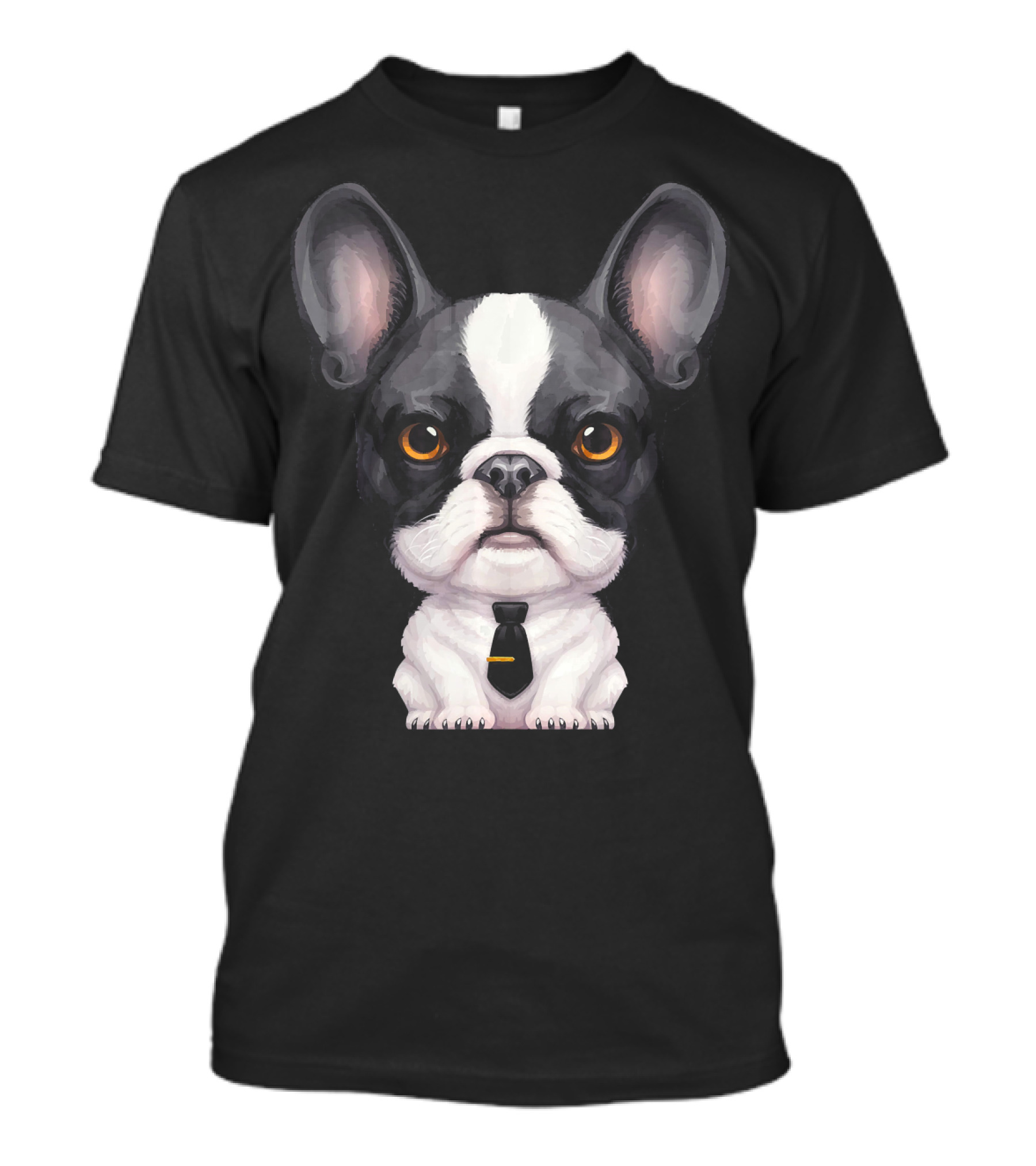French Bulldog With Black And Yellow Tie T-Shirt