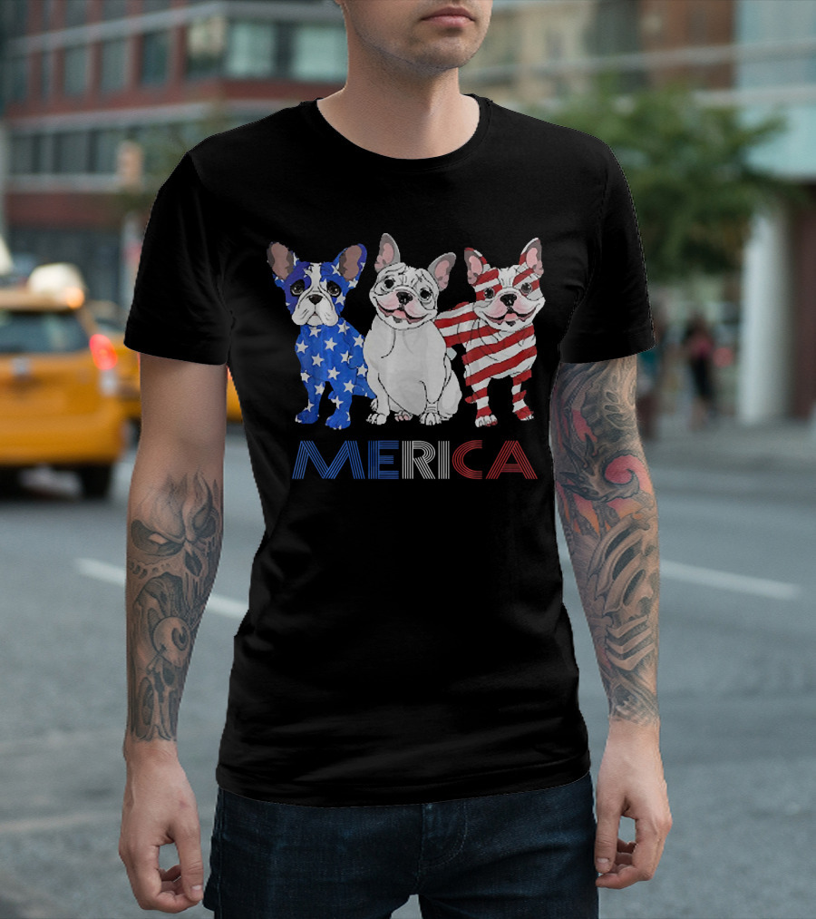 Merica French Bulldog USA 4th Of July American T-Shirt