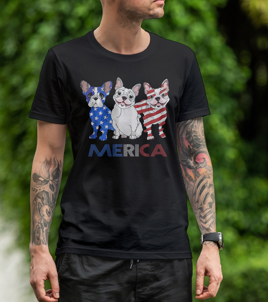 Merica French Bulldog USA 4th Of July American T-Shirt