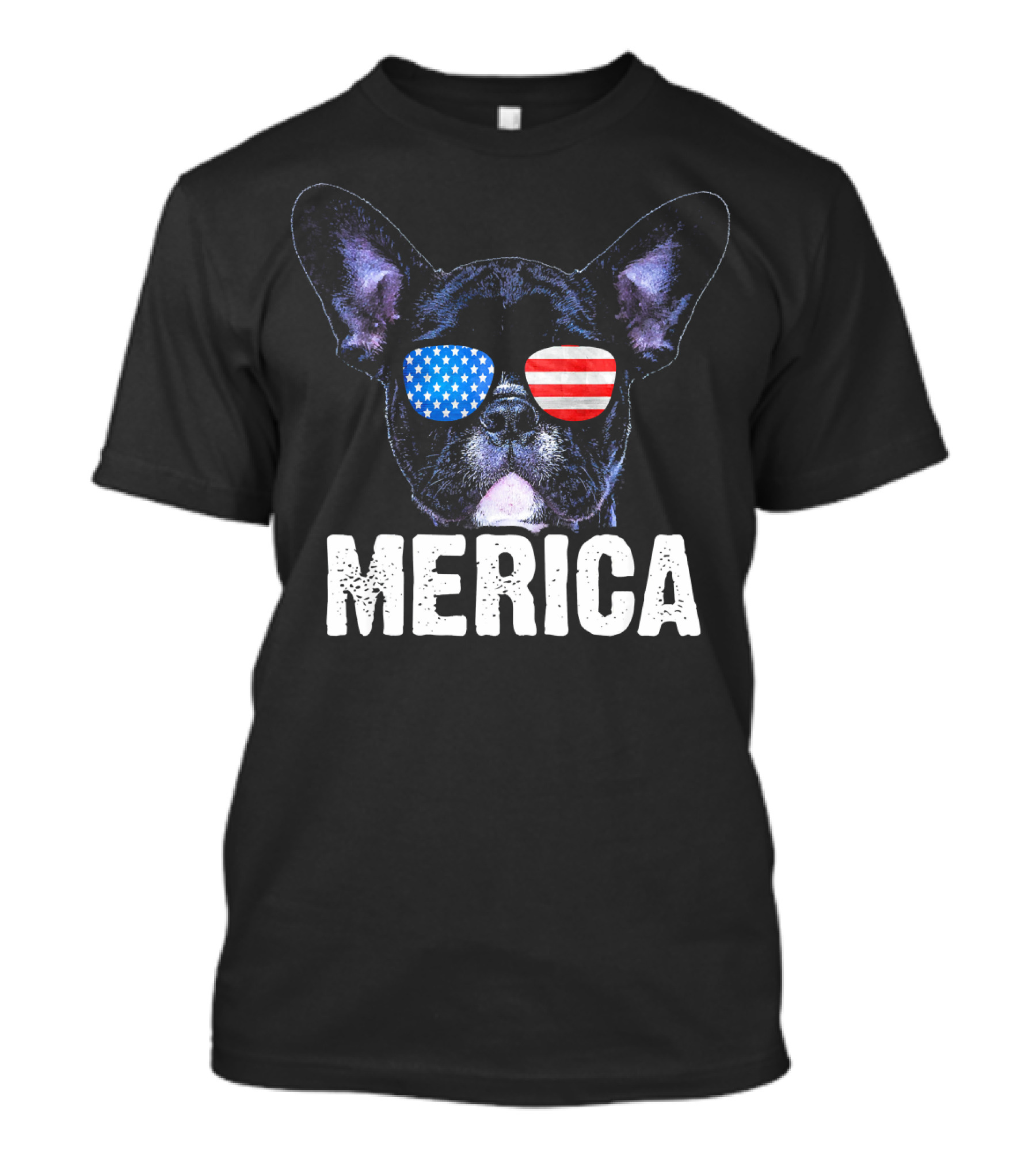 French Bulldog Merica USA American Flag Sunglasses T-Shirt