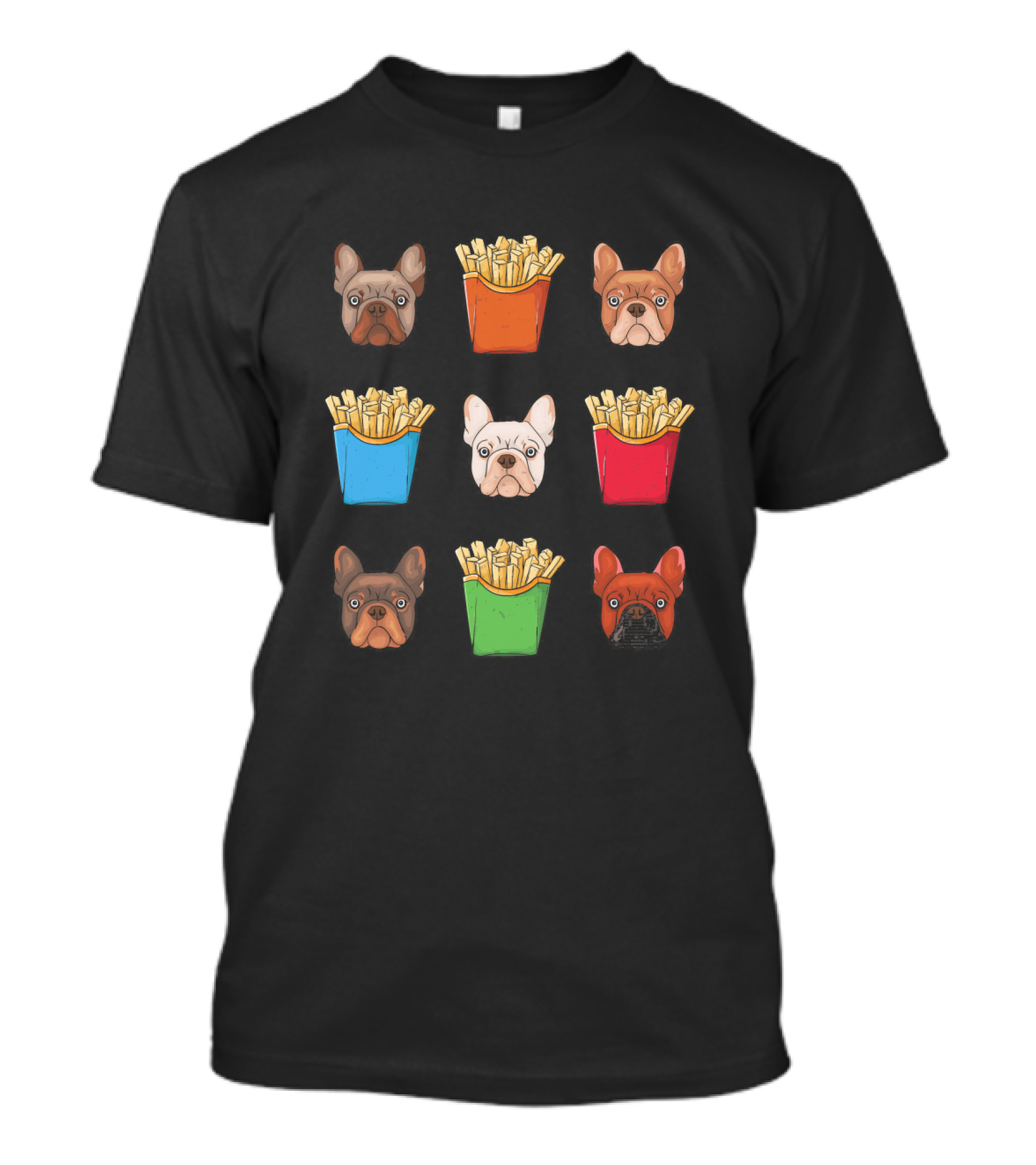 French Bulldog With Colorful Fries T-Shirt