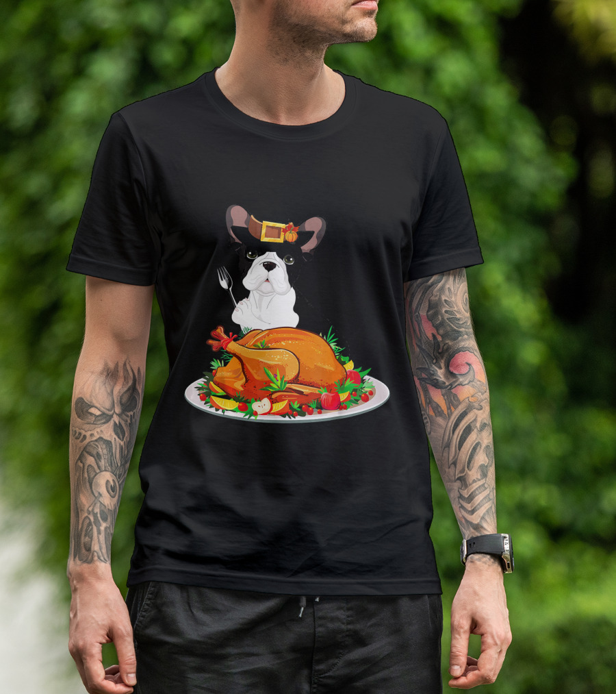 French Bulldog Thanksgiving Turkey Feast T-Shirt