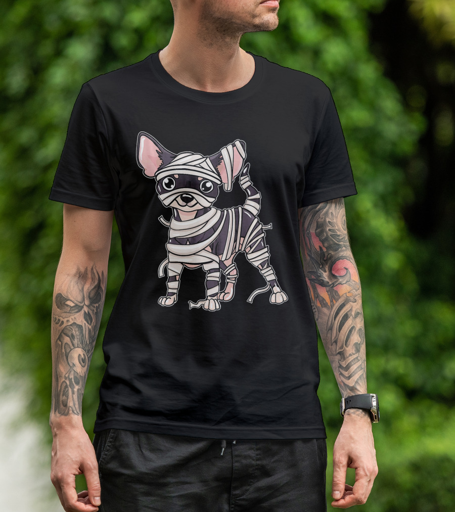 Funny Cute Chihuahua Lovers Wrapped As Mummy T-Shirt