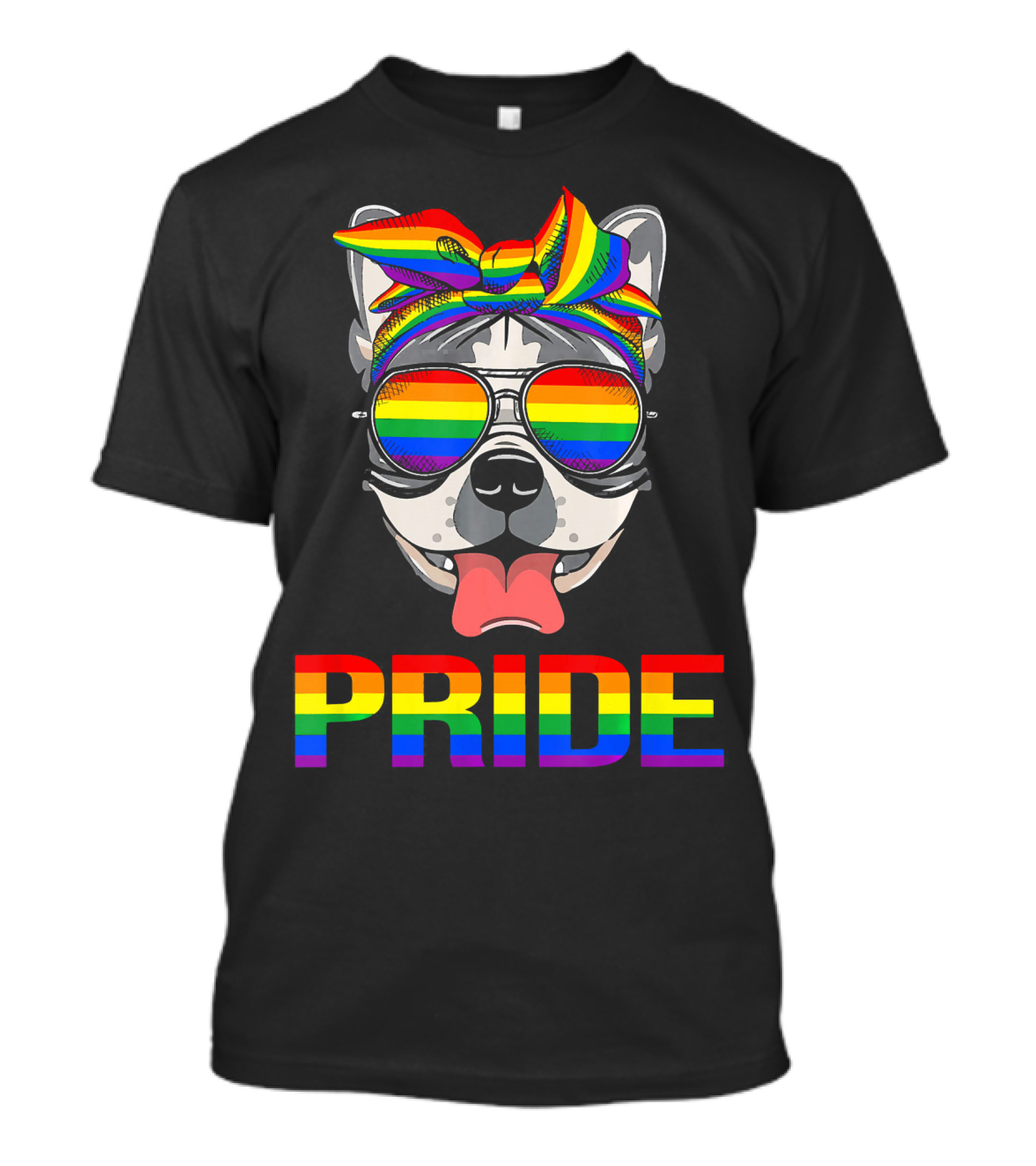 PRIDE Funny Hanging With French Bulldog Rainbow Glasses And Bandana T-Shirt