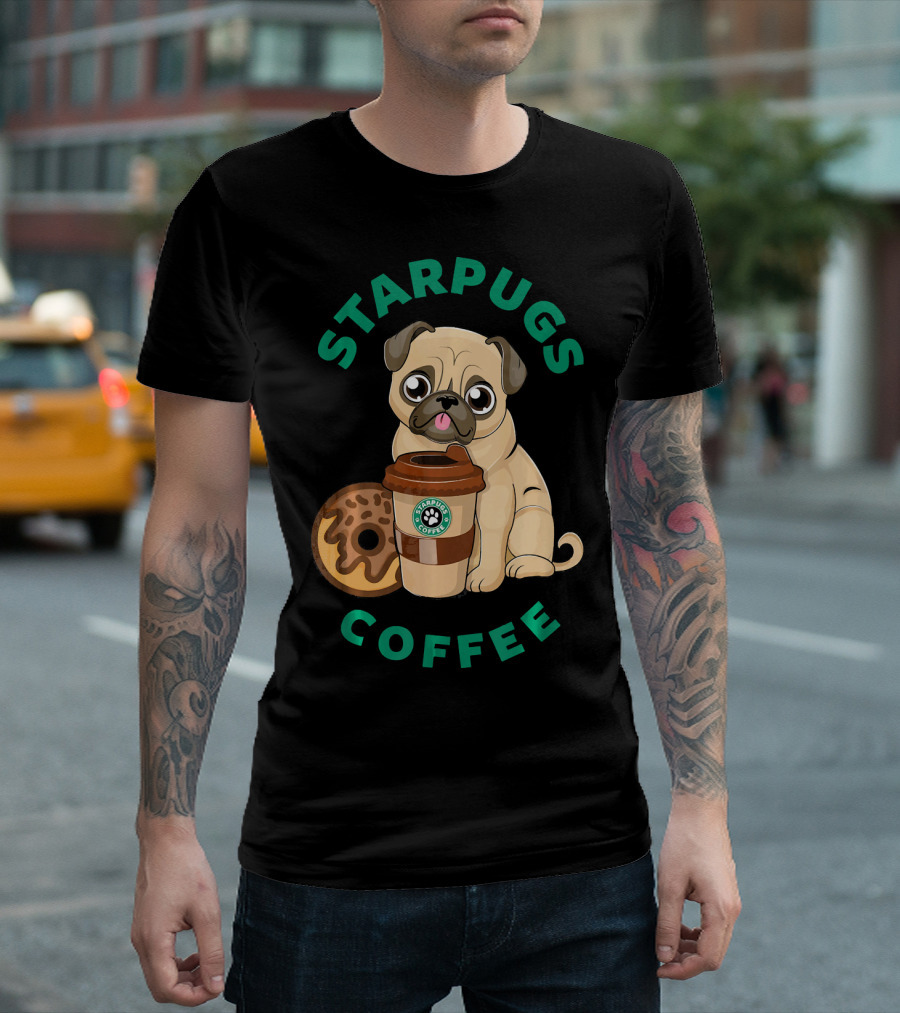 Starpugs Coffee Donuts Pug Funny T-Shirt