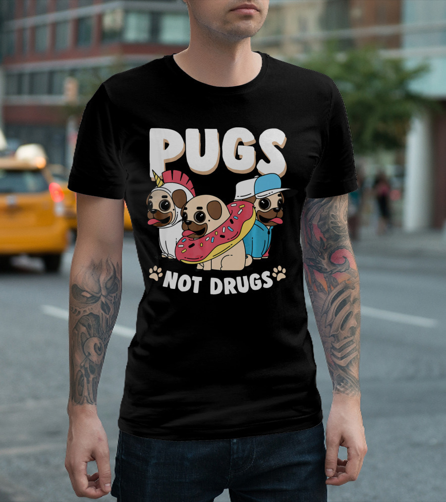 Pugs Not Drugs Funny Pug Unicorn Doughnut Baseball Cap T-Shirt