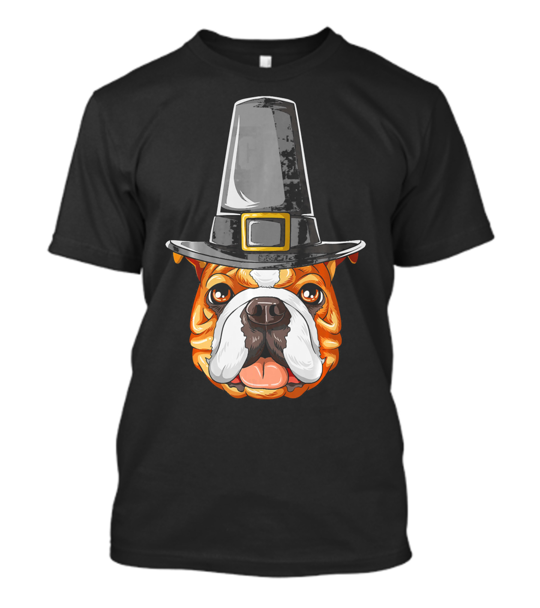 English Bulldog Thanksgiving Pilgrim Hat T-Shirt