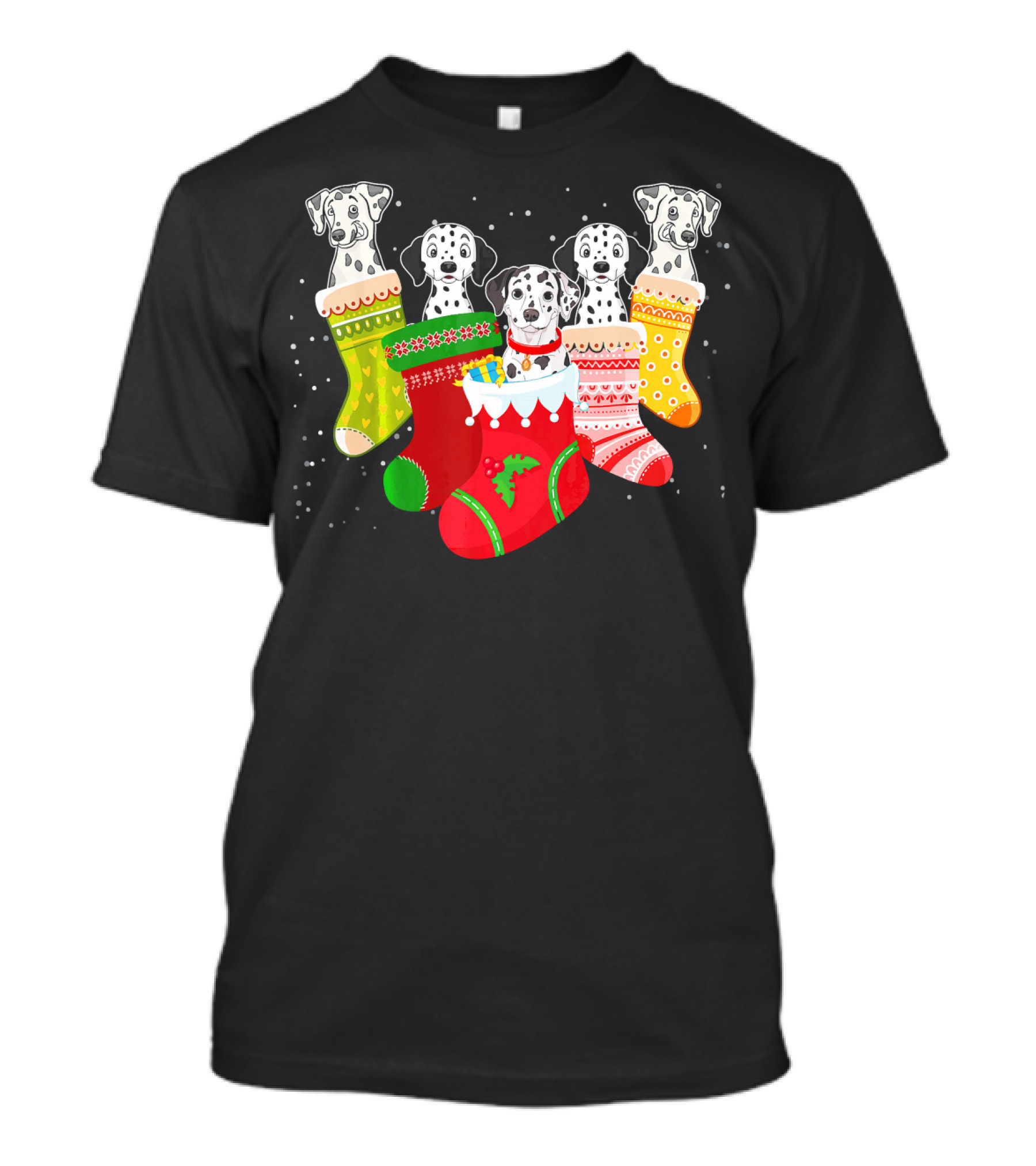 Funny Dalmatian Christmas Stockings Festive Xmas Dog Socks T-Shirt