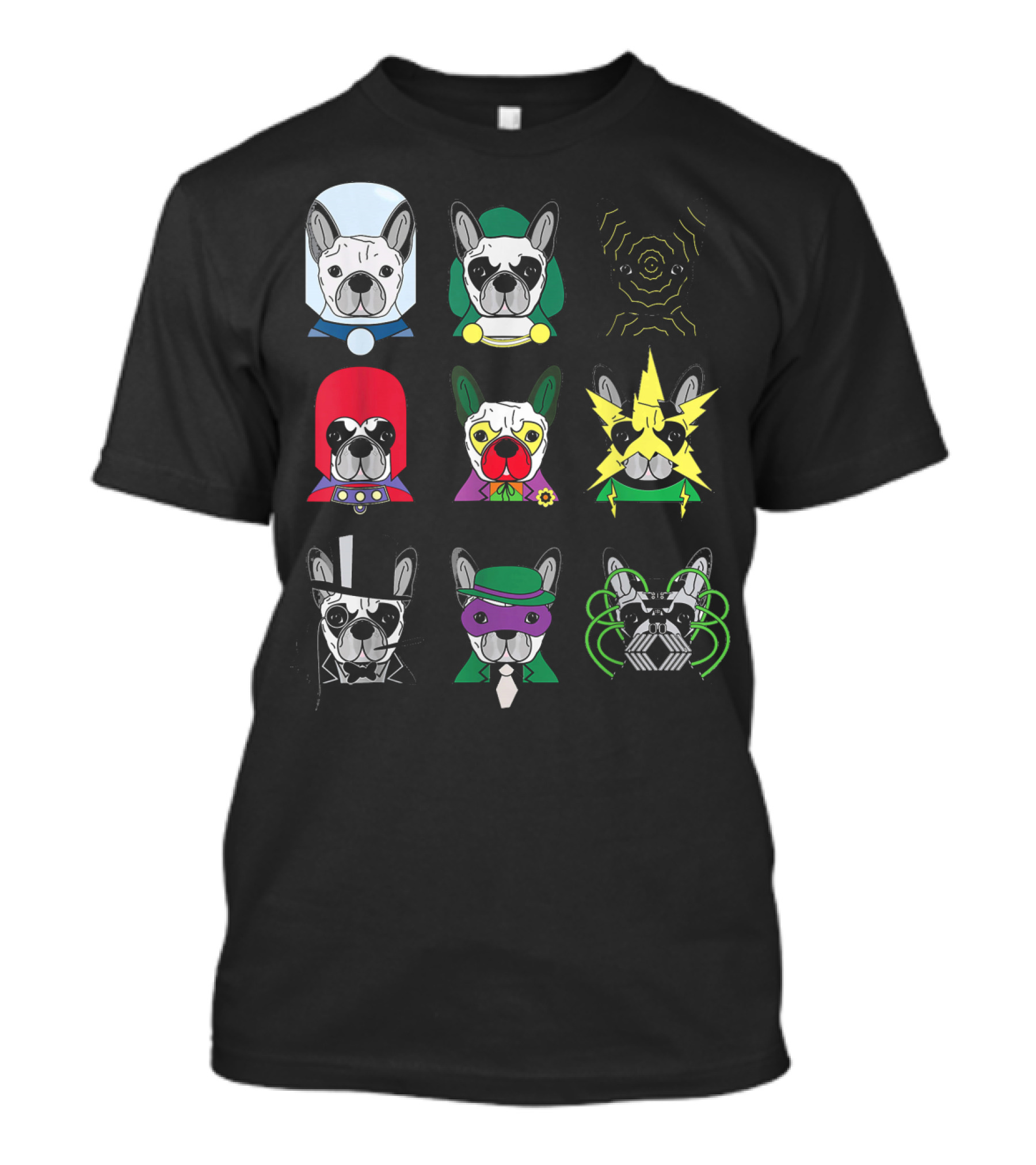 Funny Cute French Bulldog Superhero Bulldogs In Costume T-Shirt