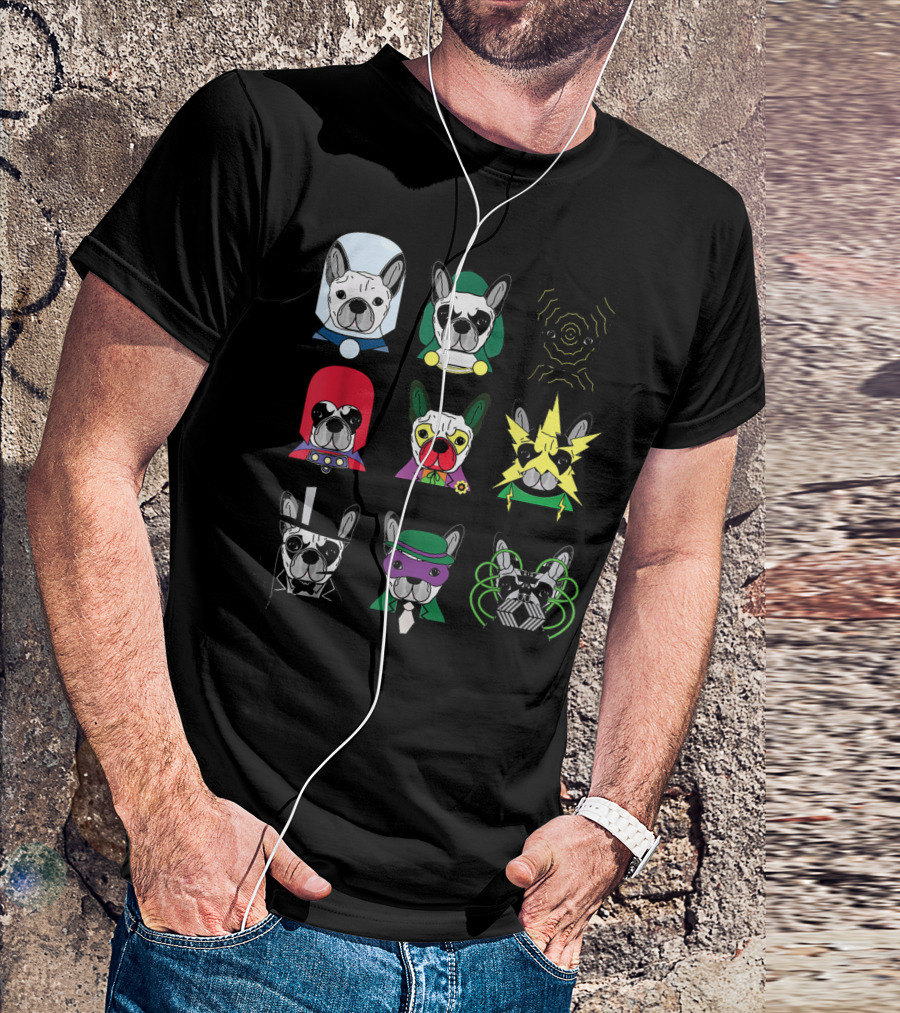Funny Cute French Bulldog Superhero Bulldogs In Costume T-Shirt