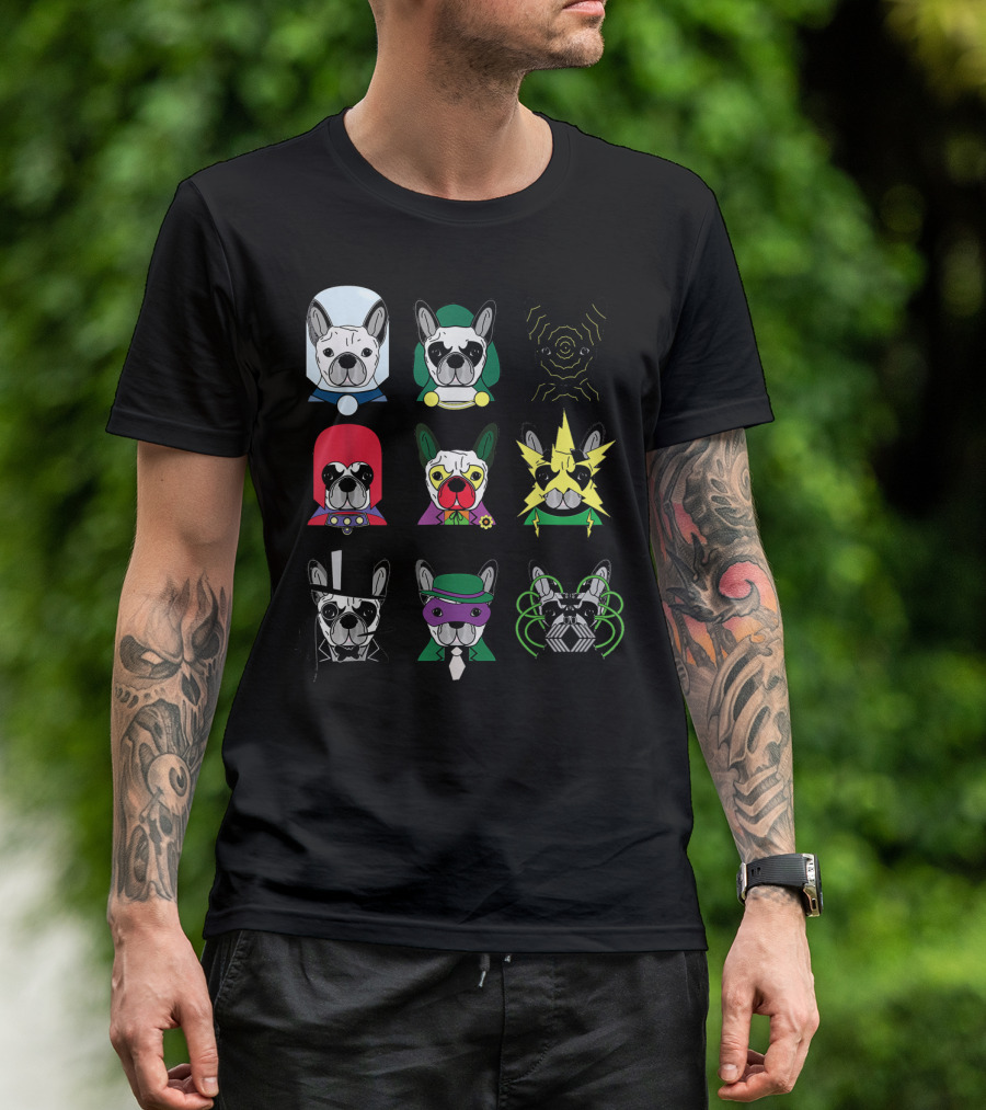 Funny Cute French Bulldog Superhero Bulldogs In Costume T-Shirt