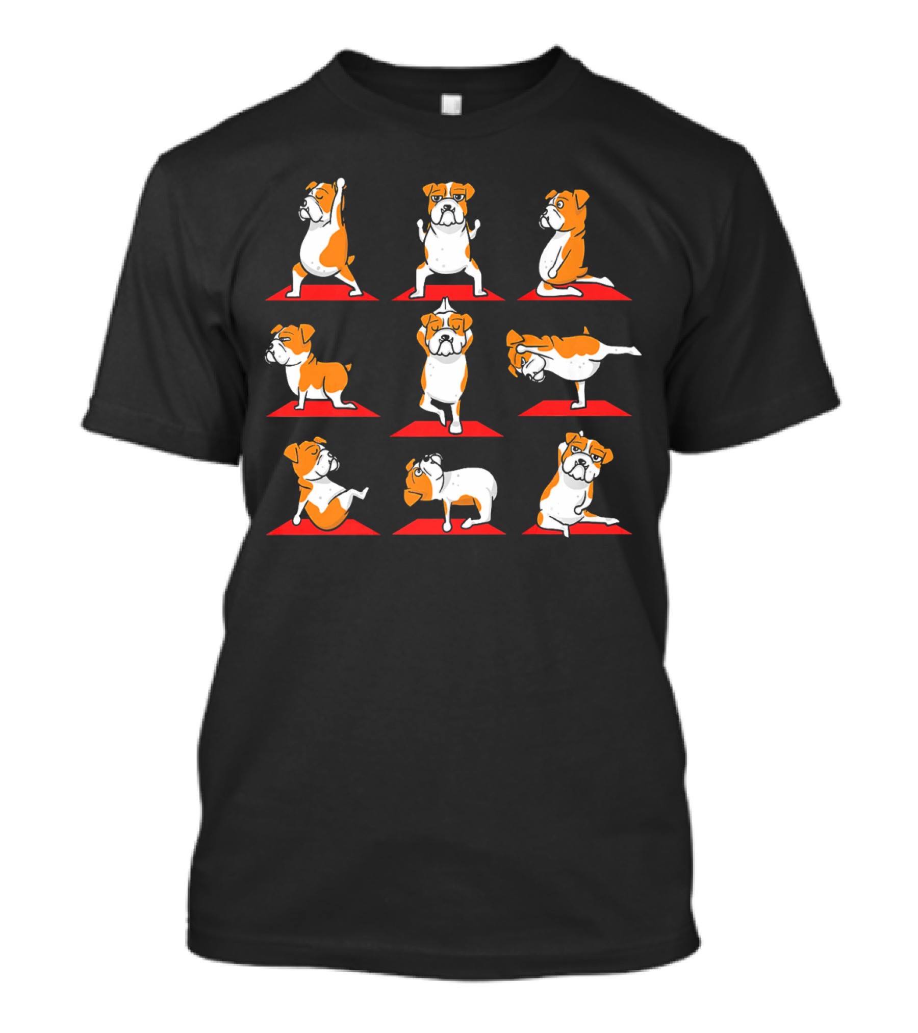 English Bulldog Yoga Poses Mat Sequence T-Shirt