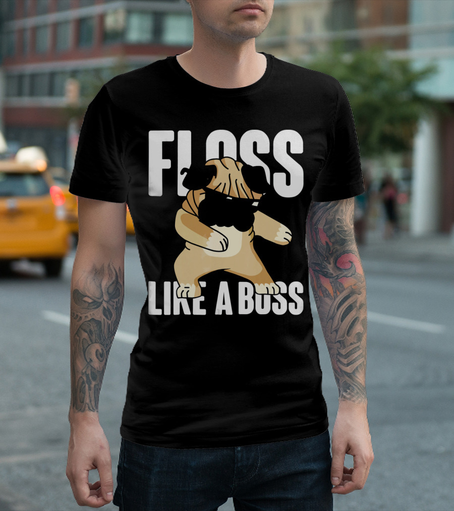 Floss Like A Boss Cool Flossing Pug Dog Dance T-Shirt