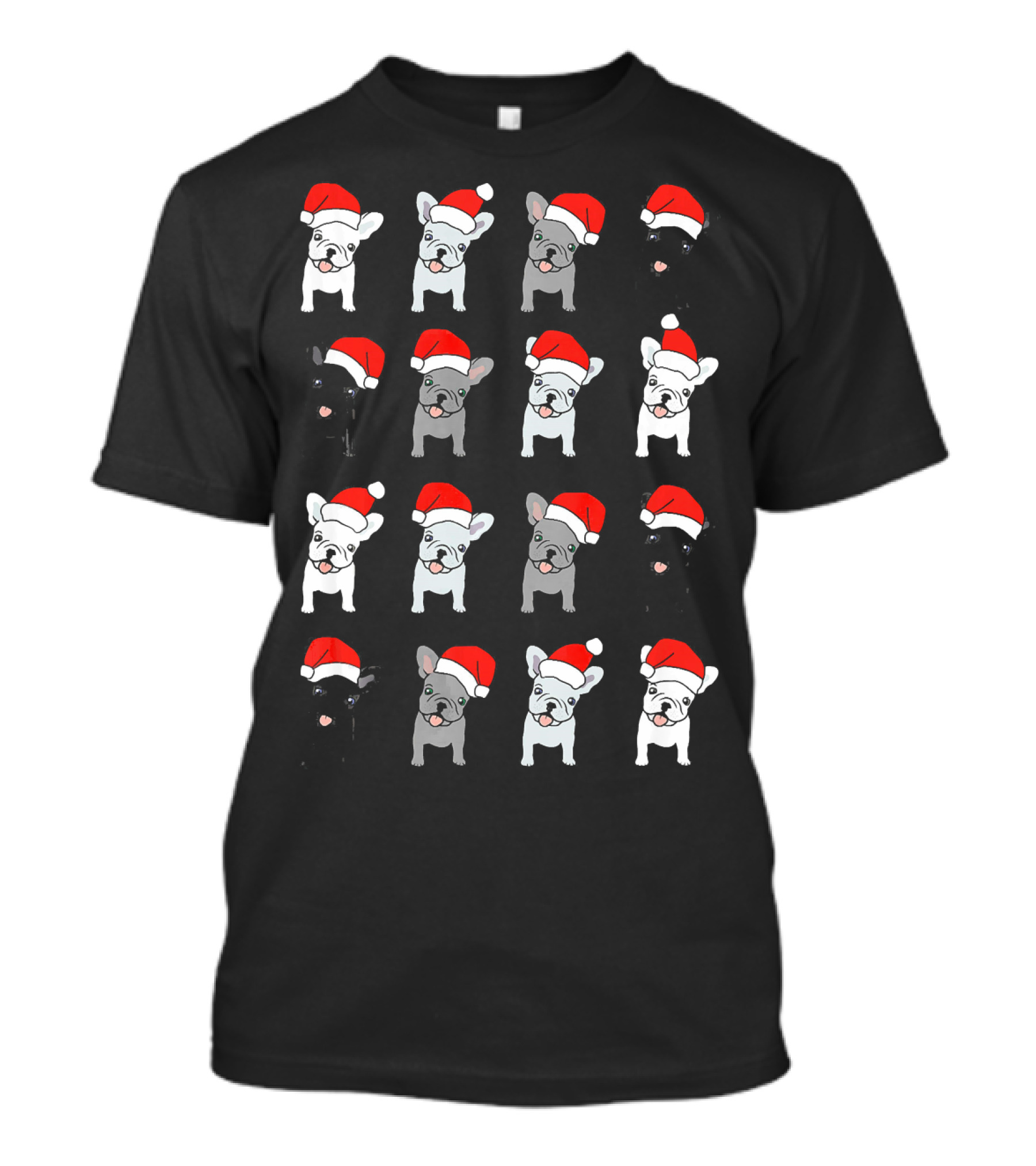 French Bulldog Santa Hat Ugly Christmas Holiday T-Shirt
