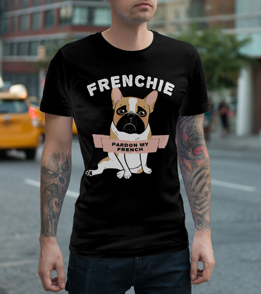 Frenchie Pardon My French Bulldog Sitting Drawing T-Shirt