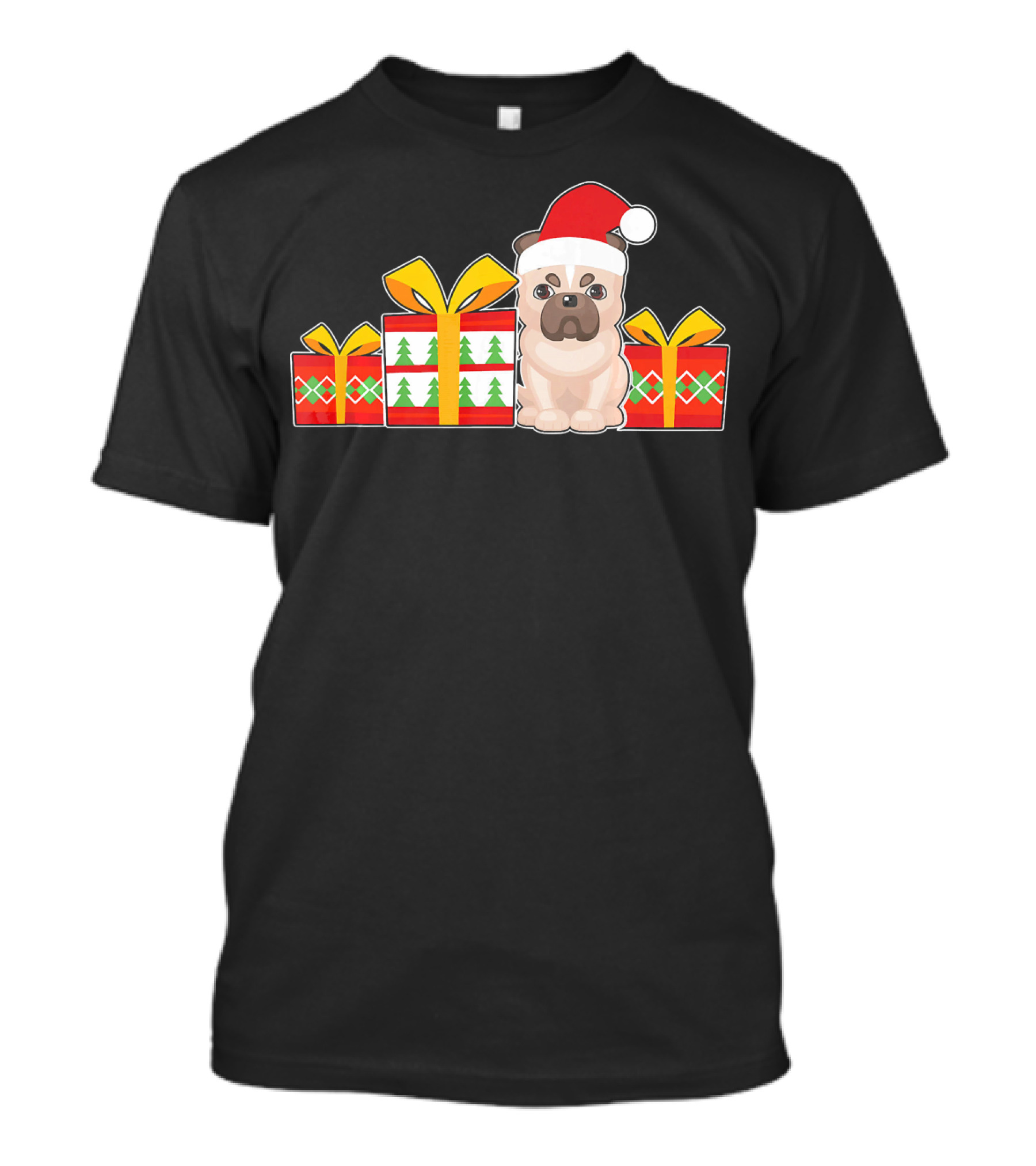 English Bulldog With Santa Hat And Christmas Presents Cute Bul T-Shirt