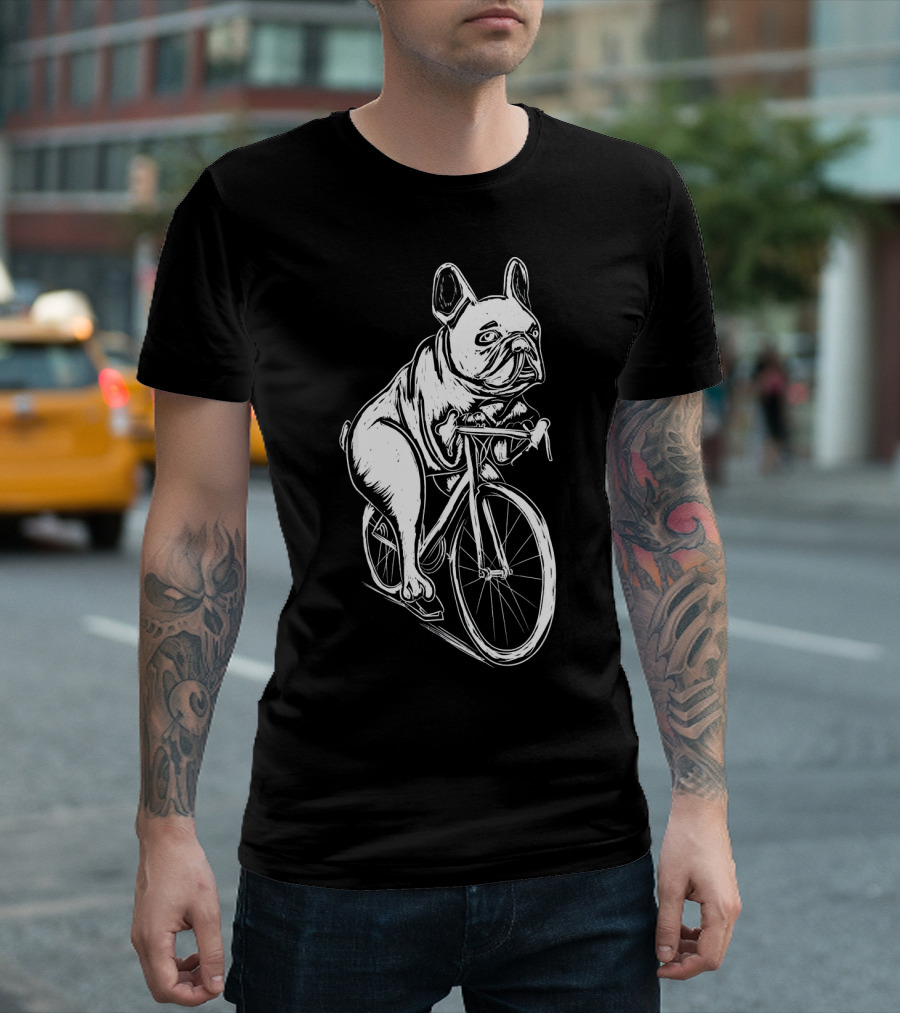 Frenchie Clothes Bicycle Bike Cyclist Bulldog On Racing Bike T-Shirt