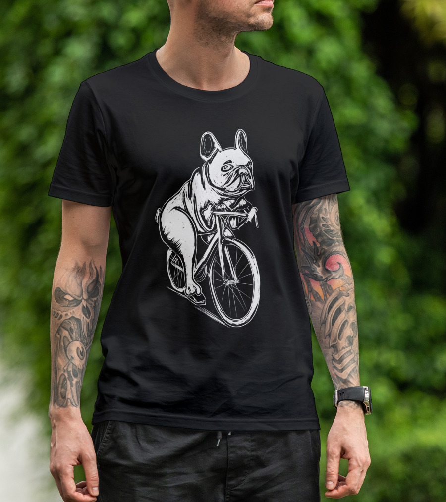 Frenchie Clothes Bicycle Bike Cyclist Bulldog On Racing Bike T-Shirt