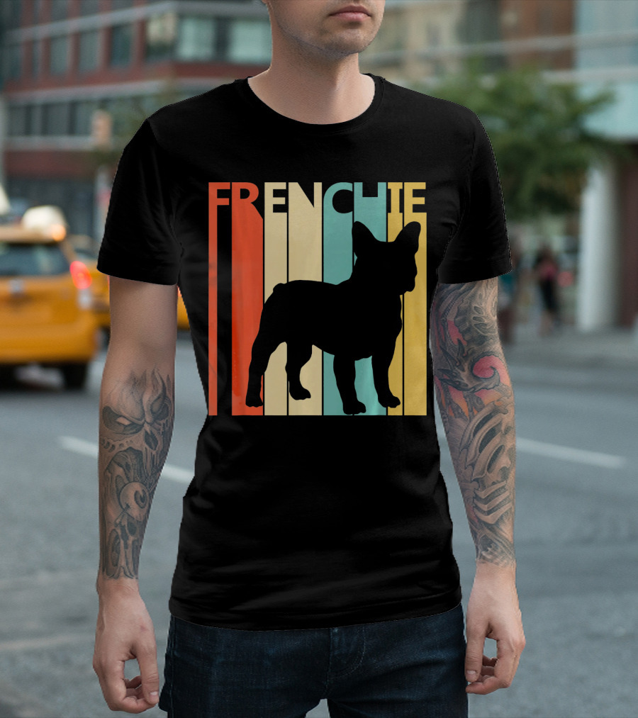 FRENCHIE Vintage Stripes Dog T-Shirt