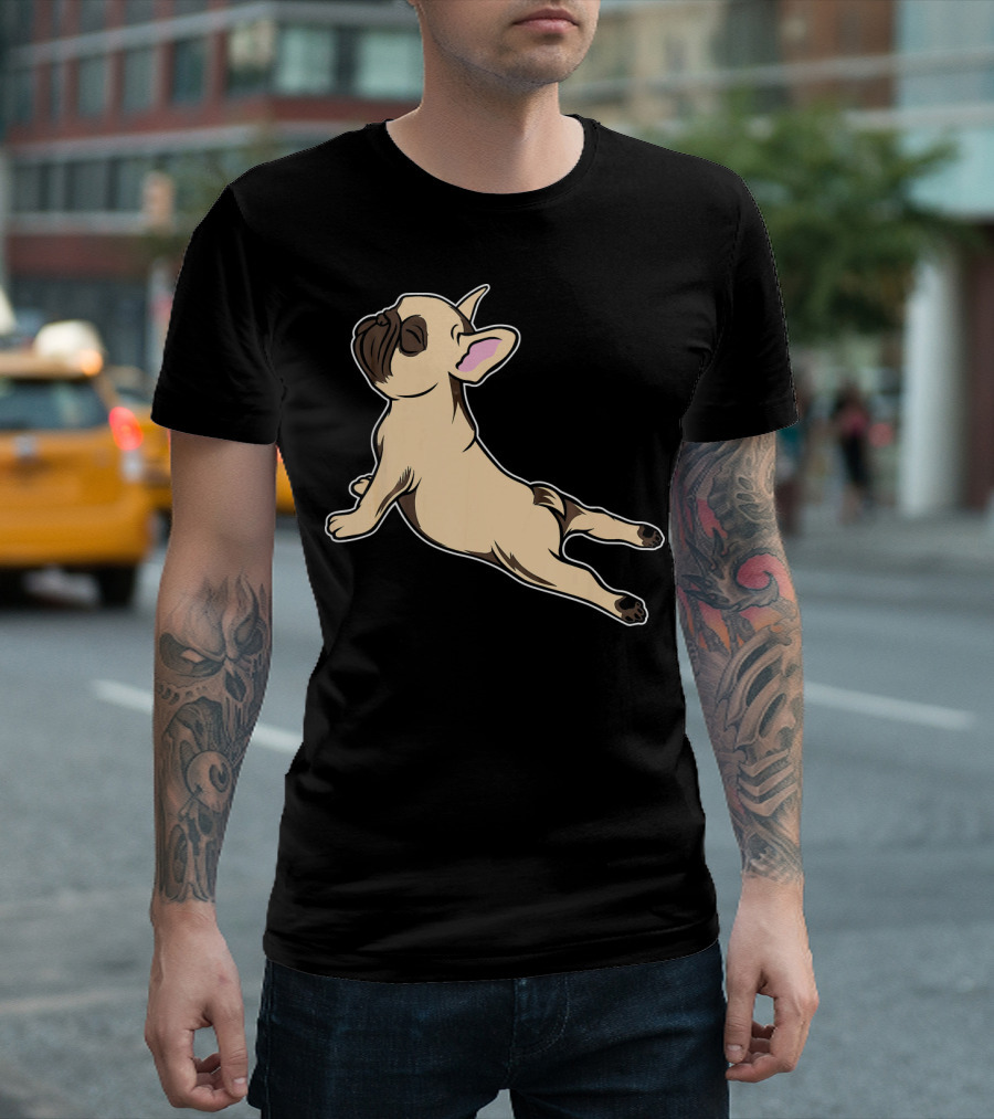 French Bulldog Yoga Funny French Bulldog Stretching Pose T-Shirt