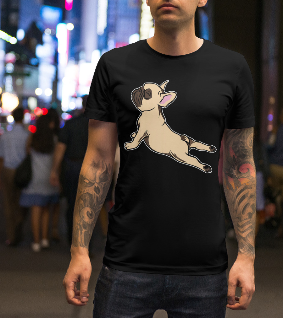 French Bulldog Yoga Funny French Bulldog Stretching Pose T-Shirt