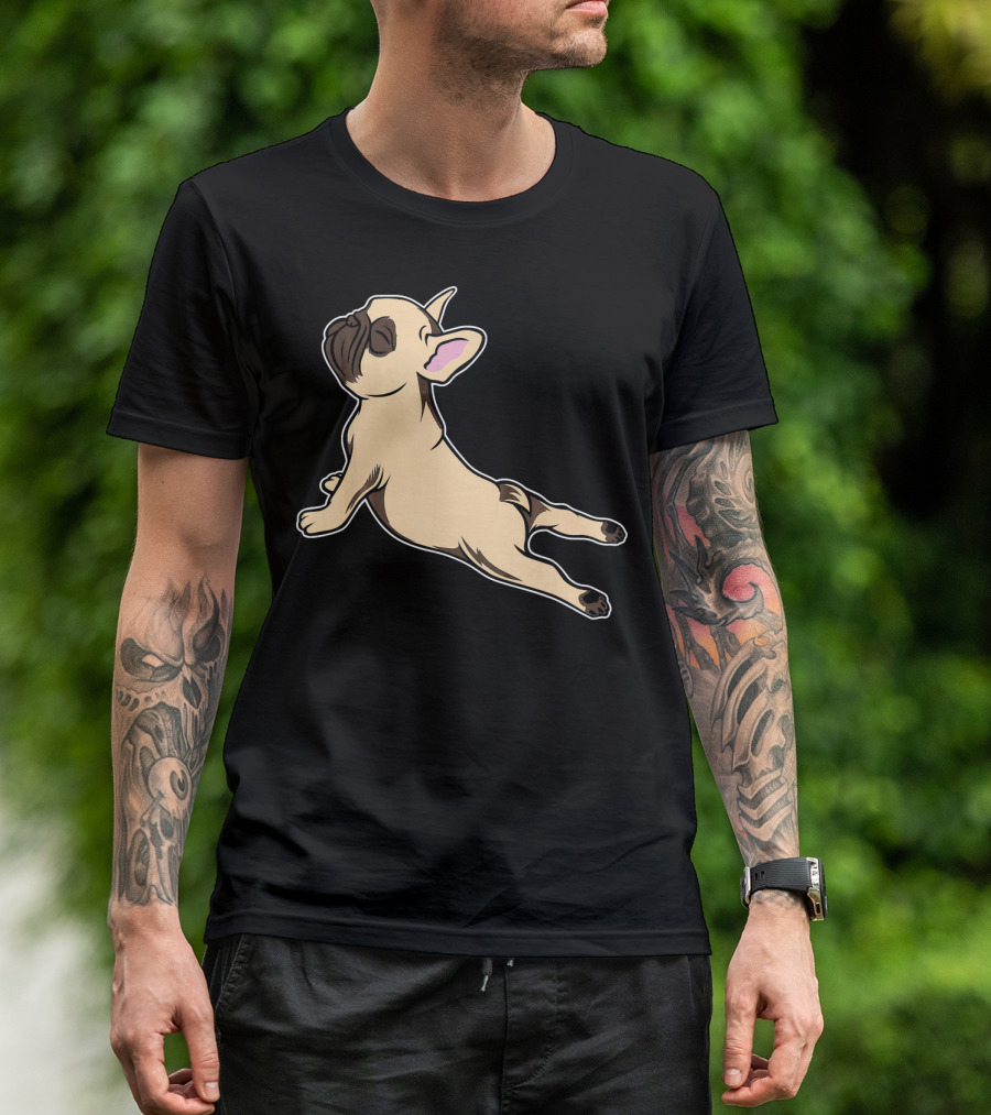 French Bulldog Yoga Funny French Bulldog Stretching Pose T-Shirt