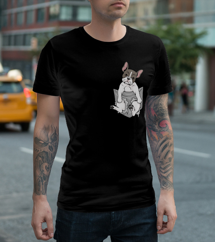French Bulldog Pocket Funny French Bulldog Peeking Out T-Shirt