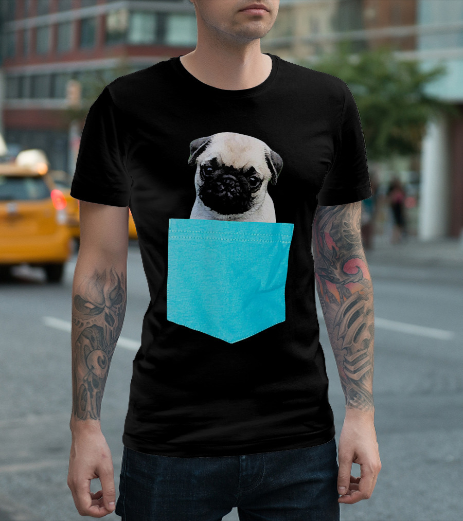 Pug in Pocket Shirt with Cute Dog T-Shirt