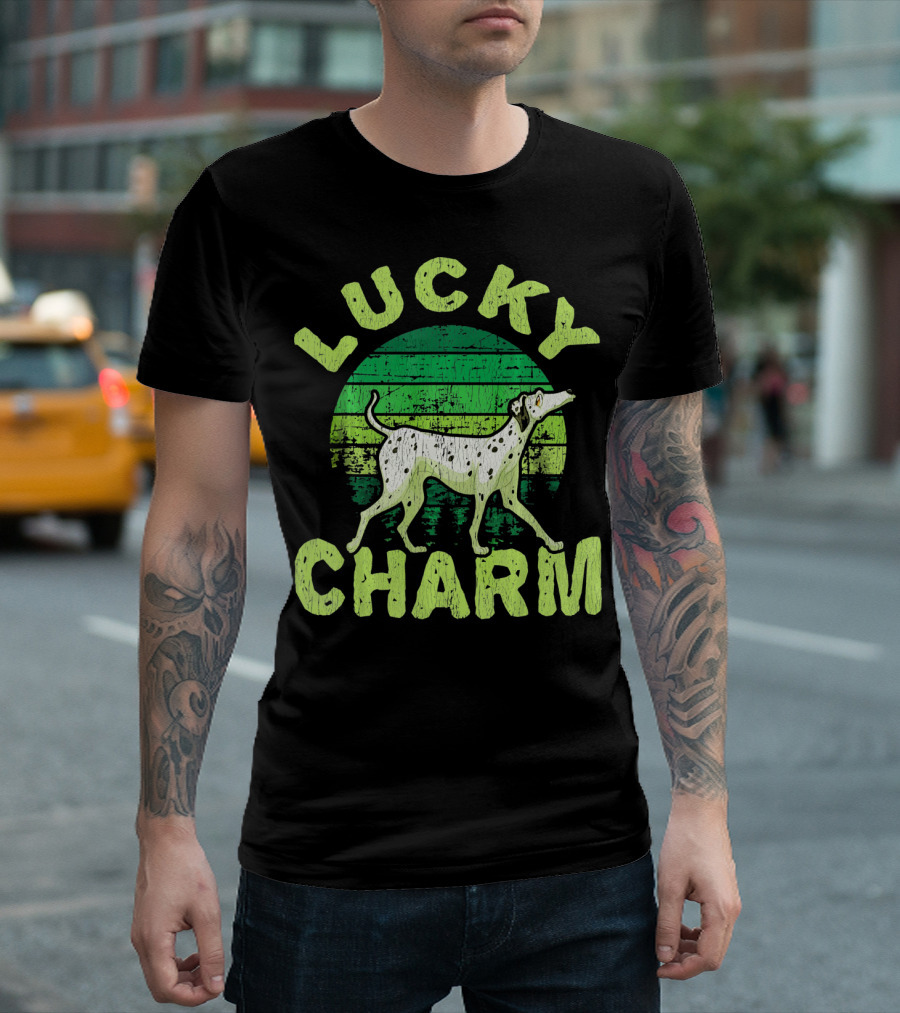 Lucky Charm Dalmatian Dog Retro Circle T-Shirt
