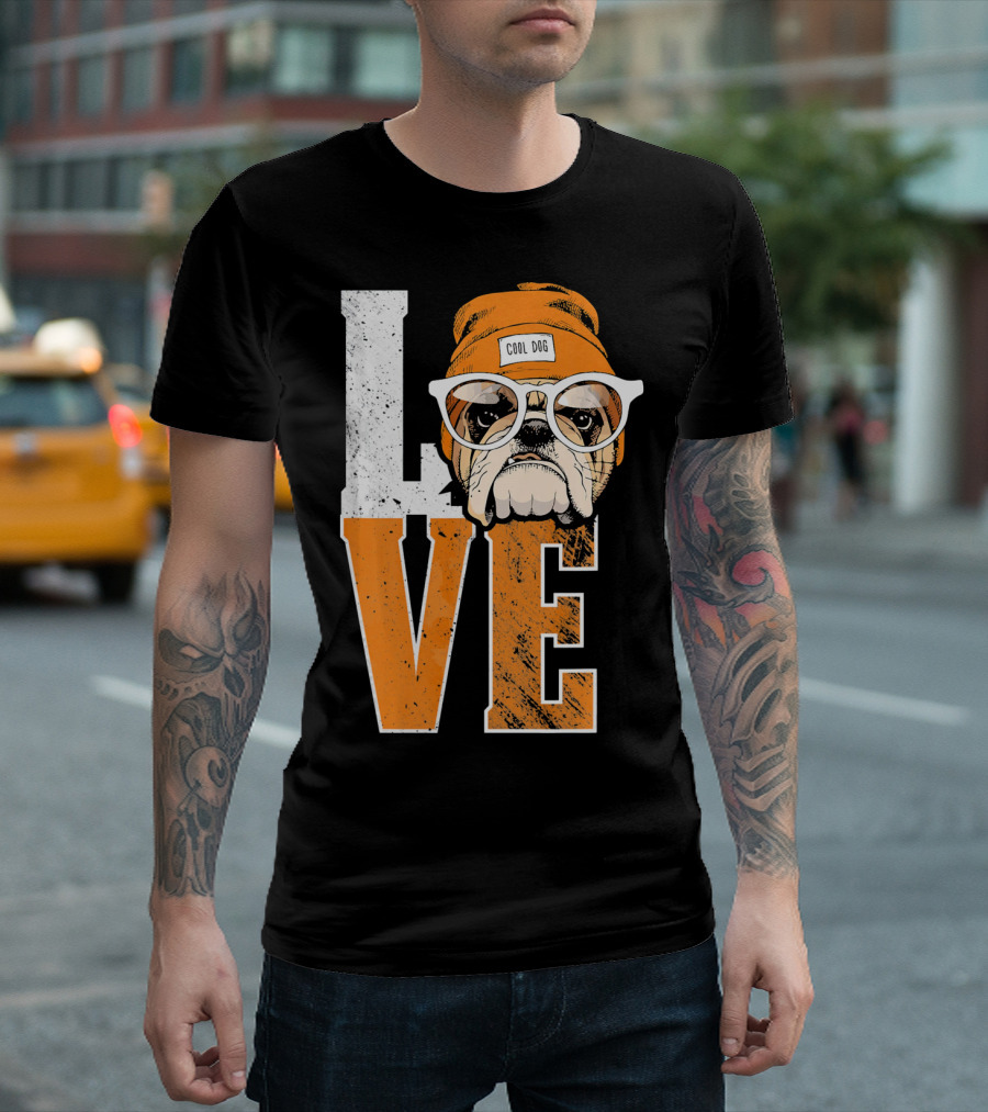 LOVE Cool Dog English Bulldog Animal Love T-Shirt