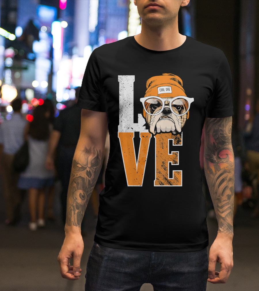LOVE Cool Dog English Bulldog Animal Love T-Shirt