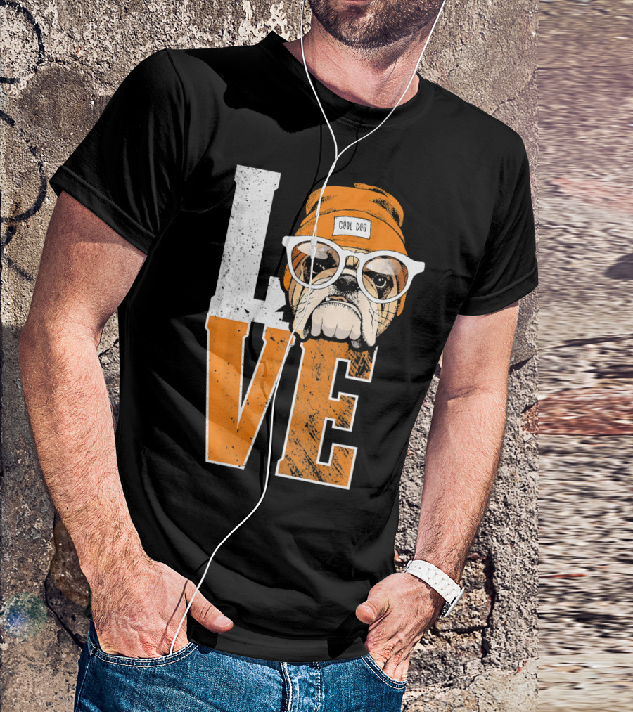 LOVE Cool Dog English Bulldog Animal Love T-Shirt