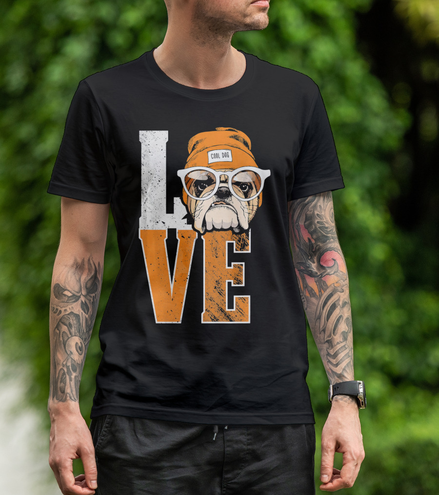 LOVE Cool Dog English Bulldog Animal Love T-Shirt