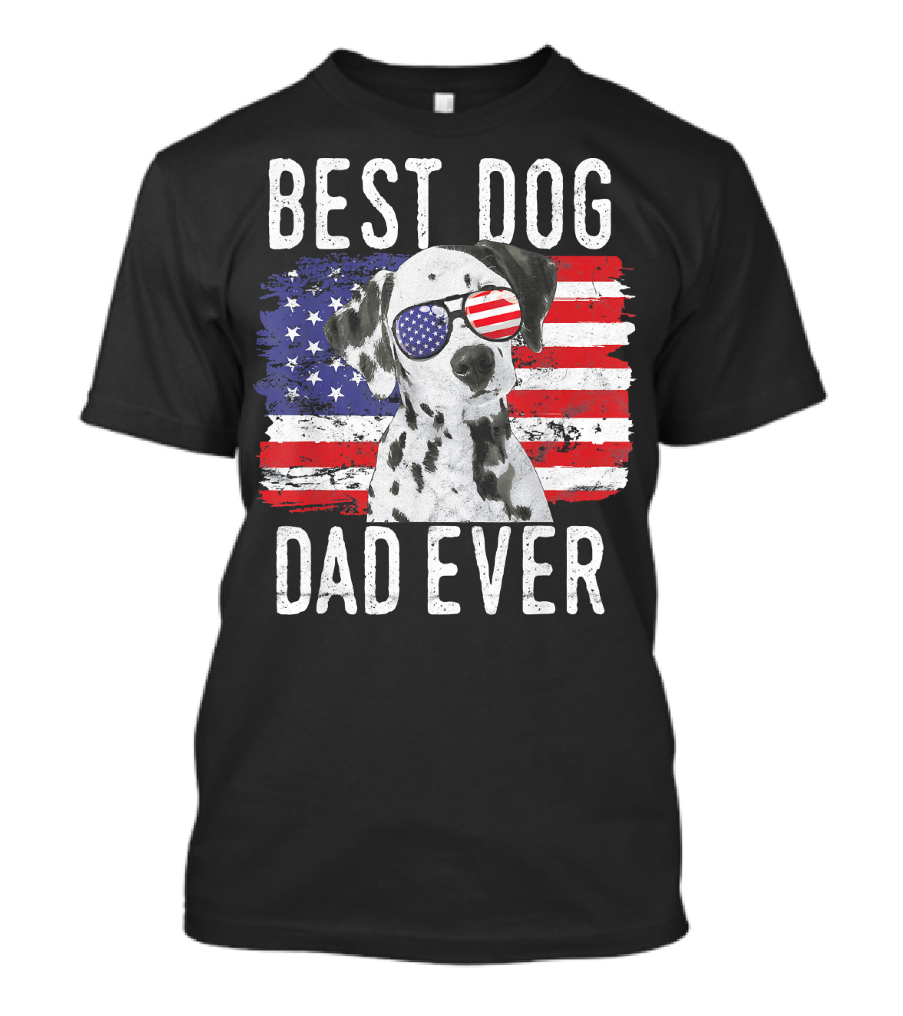 Best Dog Dad Ever Dalmatian American Flag Sunglasses T-Shirt