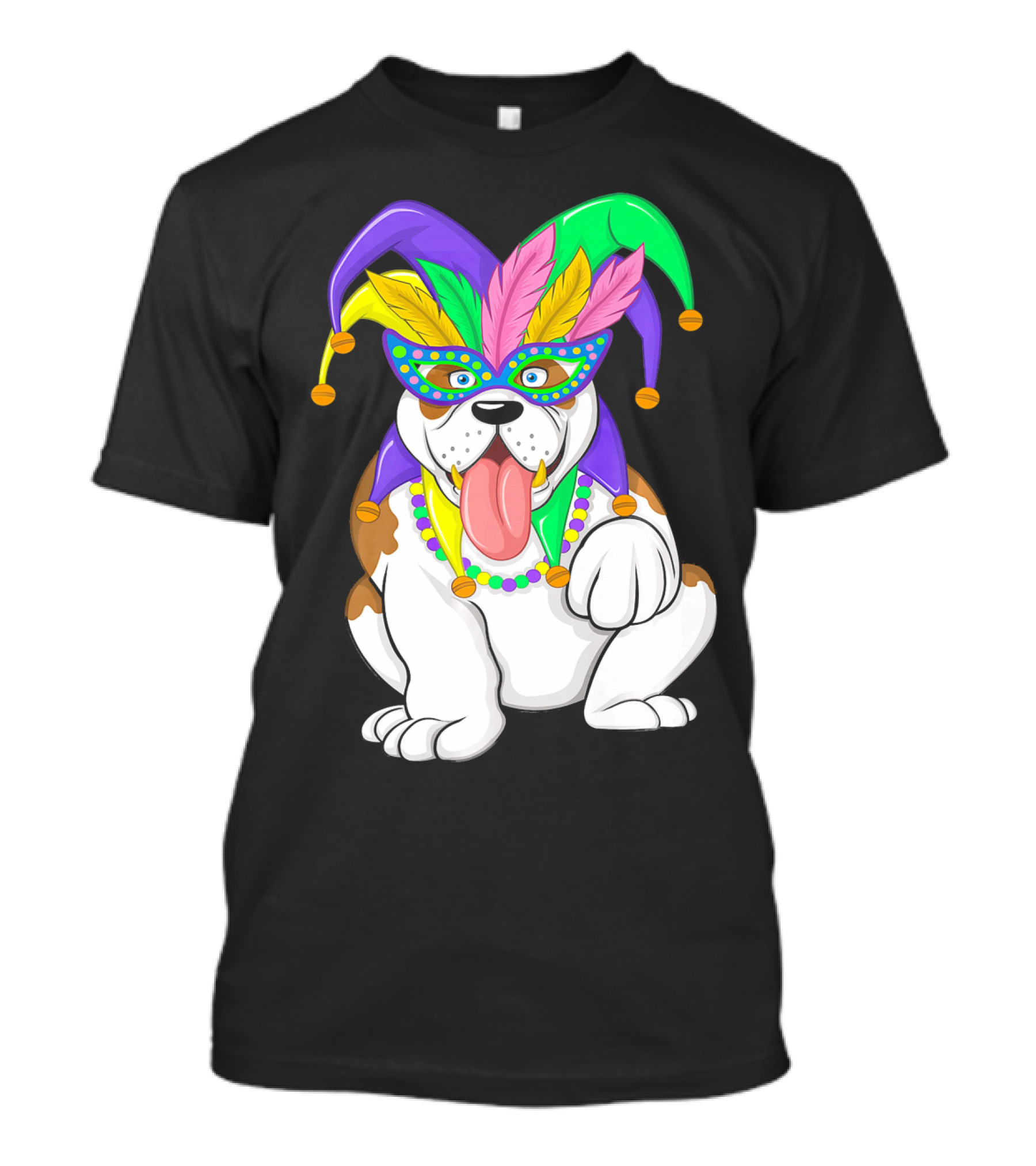 Mardi Gras English Bulldog Jester Mask Fat Tuesday T-Shirt