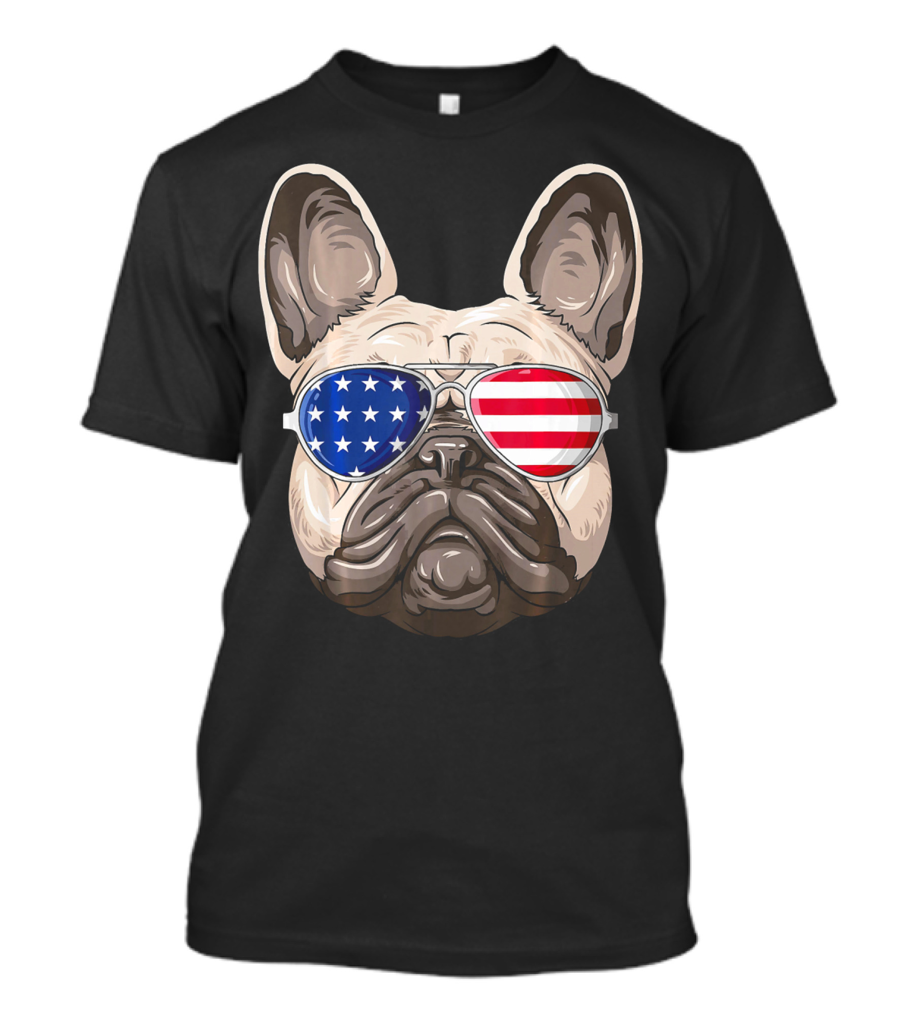 Patriotic American Flag Sunglasses French Bulldog T-Shirt